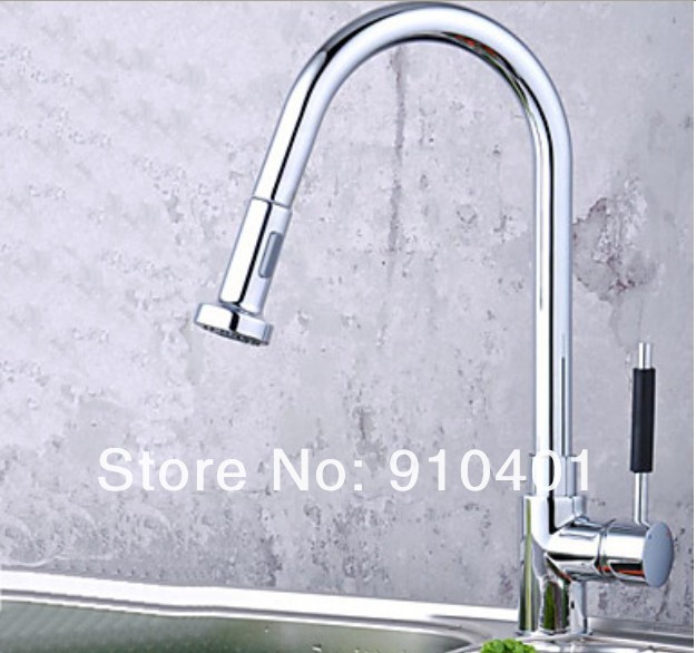 Wholesale And Retail Promotion Deck Mounted Chrome Brass Kitchen Faucet Pull Out Sprayer Vessel Sink Mixer Tap