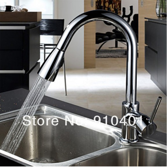 Wholesale And Retail Promotion Deck Mounted Chrome Brass Kitchen Faucet Pull Out Swivel Spout Sprayer Mixer Tap