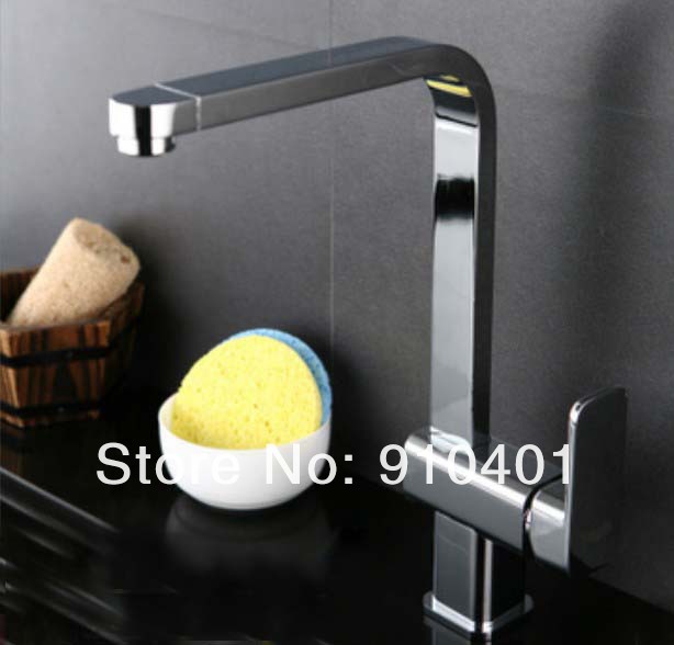 Wholesale And Retail Promotion Deck Mounted Chrome Brass Kitchen Faucet Single Handle Mixer Tap Swivel Spout