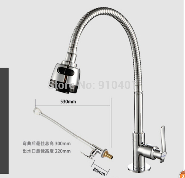 Wholesale And Retail Promotion Deck Mounted Chrome Brass Kitchen Faucet Single Handle Vessel Sink Faucet Tap