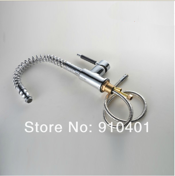 Wholesale And Retail Promotion  Deck Mounted Chrome Brass Pull Out Kitchen Faucet Single Handle Sink Mixer Tap