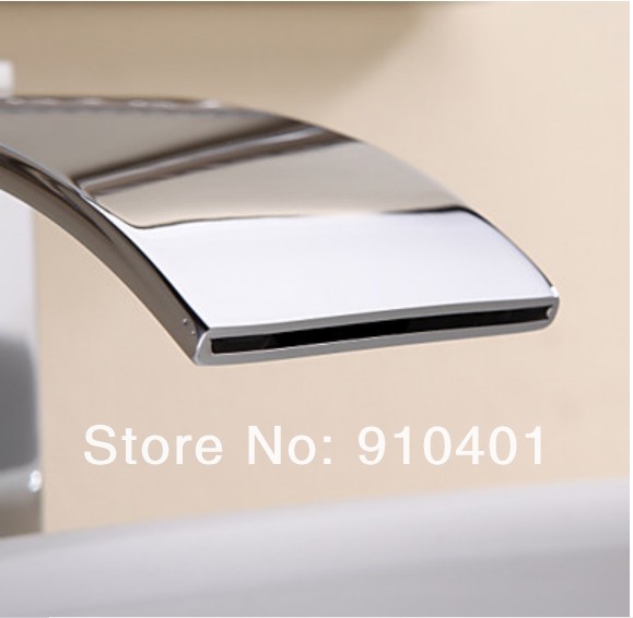 Wholesale And Retail Promotion Deck Mounted Waterfall Bathroom Faucet Square Chrome Brass Vanity Sink Mixer Tap
