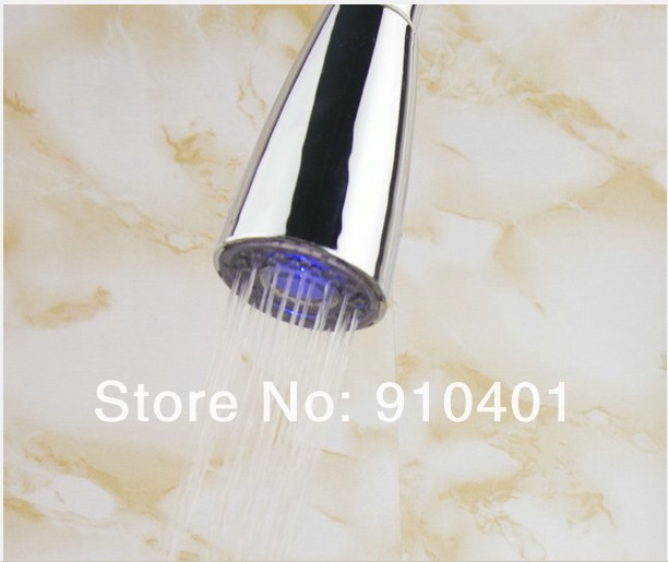 Wholesale And Retail Promotion  LED Color Changing Chrome Brass Kitchen Faucet Pull Out Sprayer Sink Mixer Tap