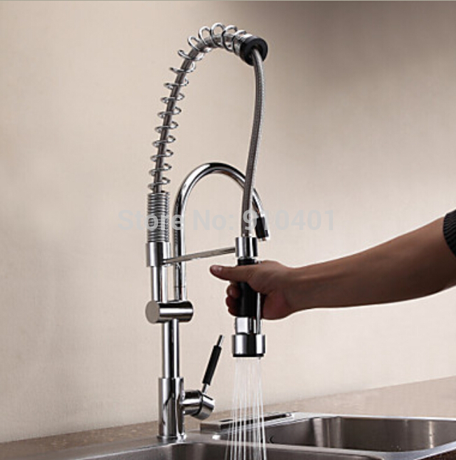 Wholesale And Retail Promotion Luxury Chrome Brass Kitchen Faucet Dual Swivel Spouts Deck Mount Sink Mixer Tap