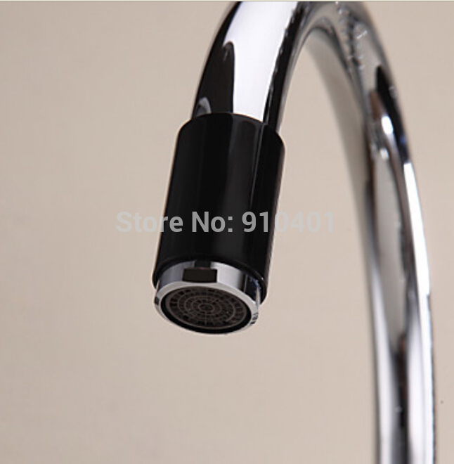 Wholesale And Retail Promotion Luxury Chrome Brass Kitchen Faucet Dual Swivel Spouts Deck Mount Sink Mixer Tap
