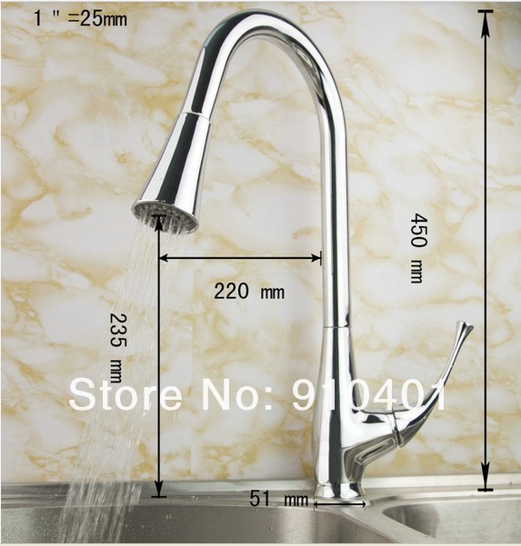 Wholesale And Retail Promotion Luxury Polished Chrome Brass Pull Out Kitchen Faucet Dual Sprayer Sink Mixer Tap
