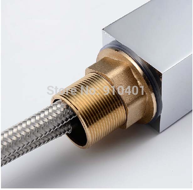 Wholesale And Retail Promotion Modern Chrome Brass Waterfall Bathroom Faucet Square Sink Mixer Tap Single Lever