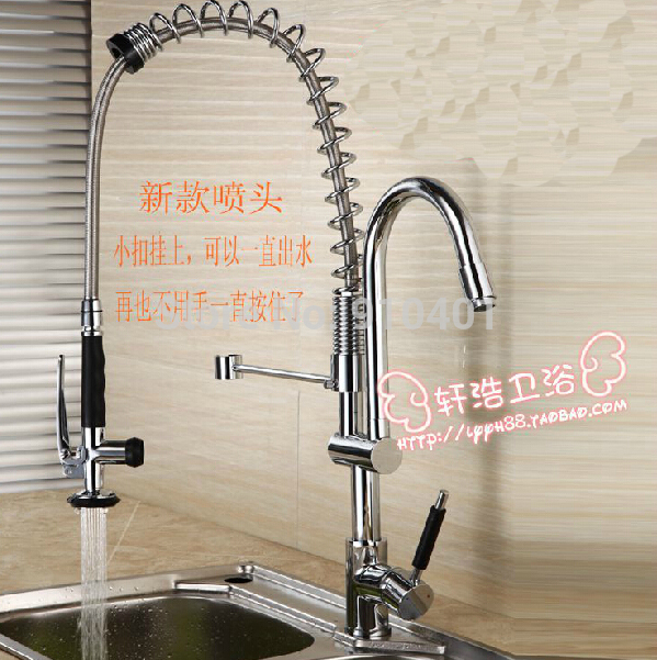 Wholesale And Retail Promotion Modern US Standard Chrome Brass Kitchen Faucet Spring Sink Mixer Tap Dual Spouts