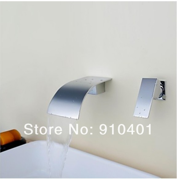 Wholesale And Retail Promotion Modern Wall Mounted Chrome Brass Waterfall Bathroom Basin Faucet Single Handle