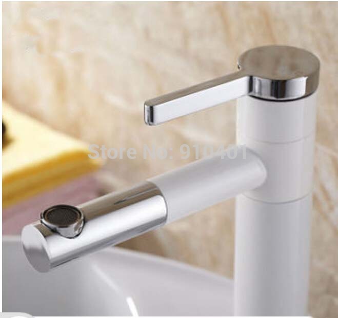 Wholesale And Retail Promotion Modern White Painting 360 Degree Spout Bathroom Basin Faucet Single Handle Mixer