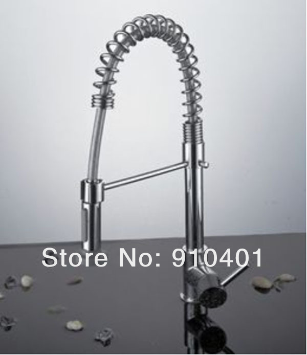 Wholesale And Retail Promotion NEW Chrome Brass Pull Out Spring Kitchen Faucet Vessel Sink Mixer Tap Dual Spout