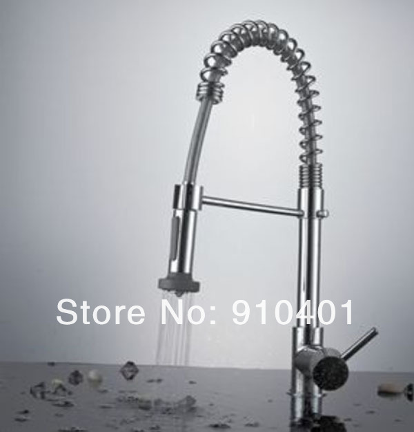 Wholesale And Retail Promotion NEW Chrome Brass Pull Out Spring Kitchen Faucet Vessel Sink Mixer Tap Dual Spout