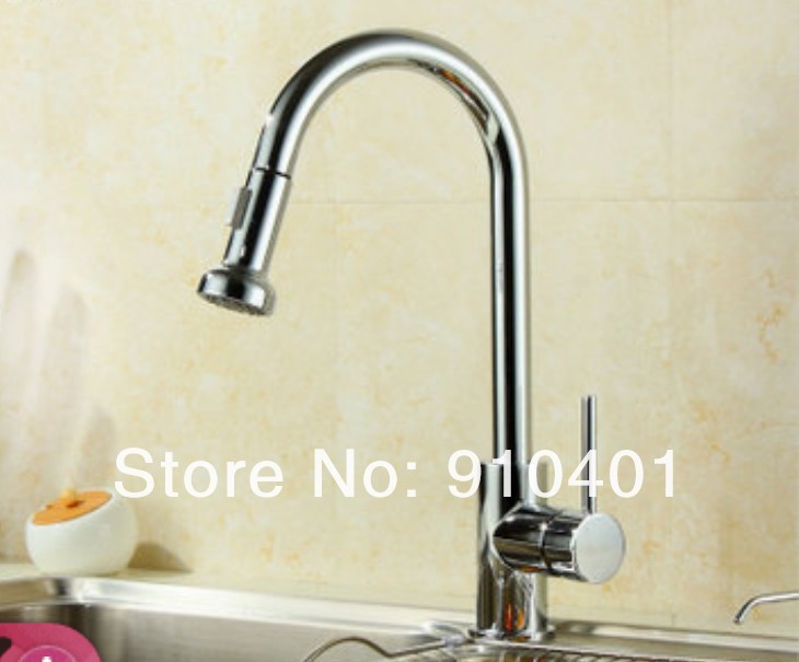 Wholesale And Retail Promotion NEW Chrome Finish Pull Out Sprayer Spout Kitchen Faucet Mixer Tap Swivel Spout