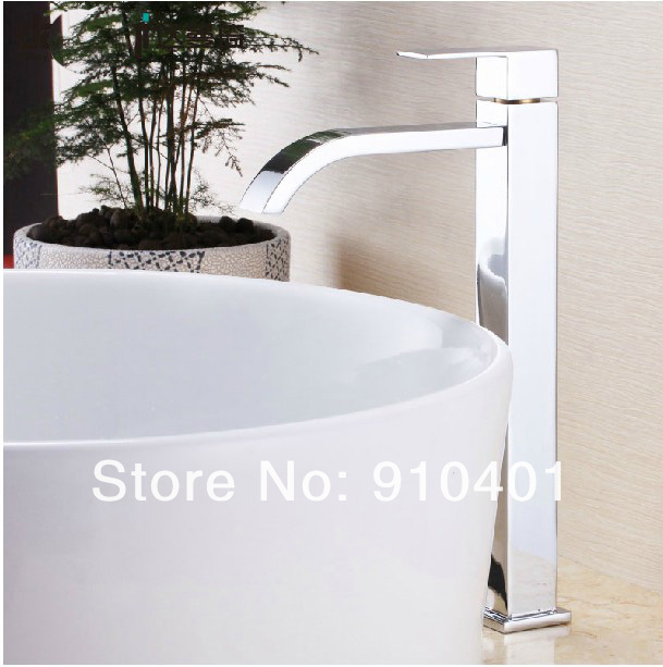 Wholesale And Retail Promotion NEW Chrome Waterfall Bathroom Faucet Long Spout Single Lever Hole Sink Mixer Tap