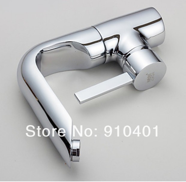 Wholesale And Retail Promotion NEW Deck Mounted Bathroom Basin Faucet Chrome Brass Sink Mixer Tap Swivel Spout