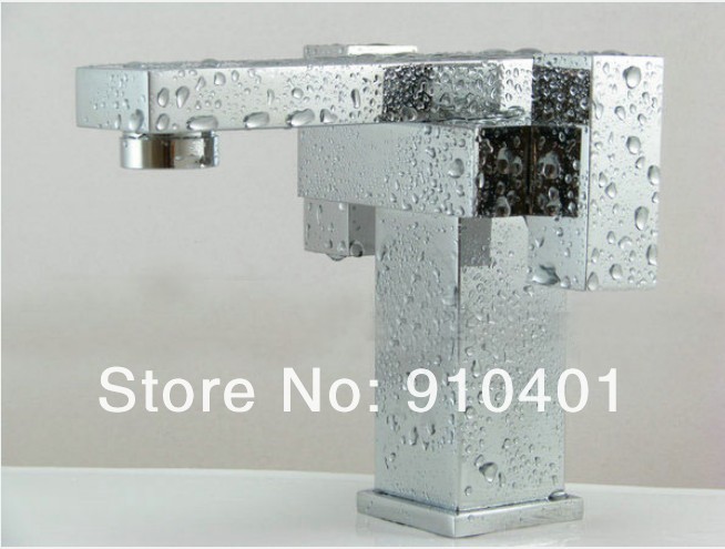 Wholesale And Retail Promotion NEW Deck Mounted Chrome Brass Bathroom Basin Faucet Dual Handles Sink Mixer Tap