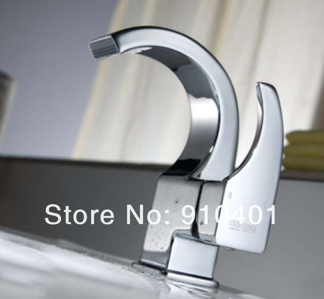 Wholesale And Retail Promotion  NEW Deck Mounted Chrome Brass Bathroom Basin Faucet Single Handle Sink Mixer Tap