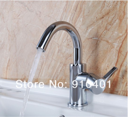 Wholesale And Retail Promotion NEW Deck Mounted Chrome Brass Bathroom Basin Faucet Swivel Handle Sink Mixer Tap