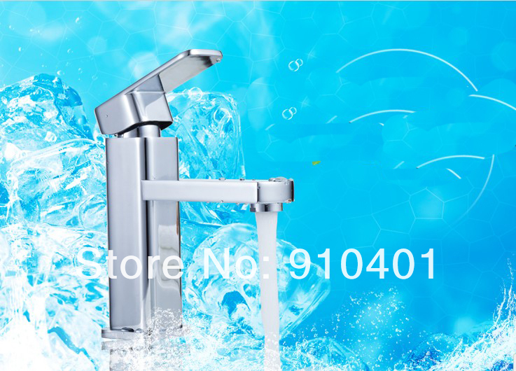 Wholesale And Retail Promotion NEW Deck Mounted Chrome Brass Bathroom Faucet Basin Sink Mixer Tap Single Handle