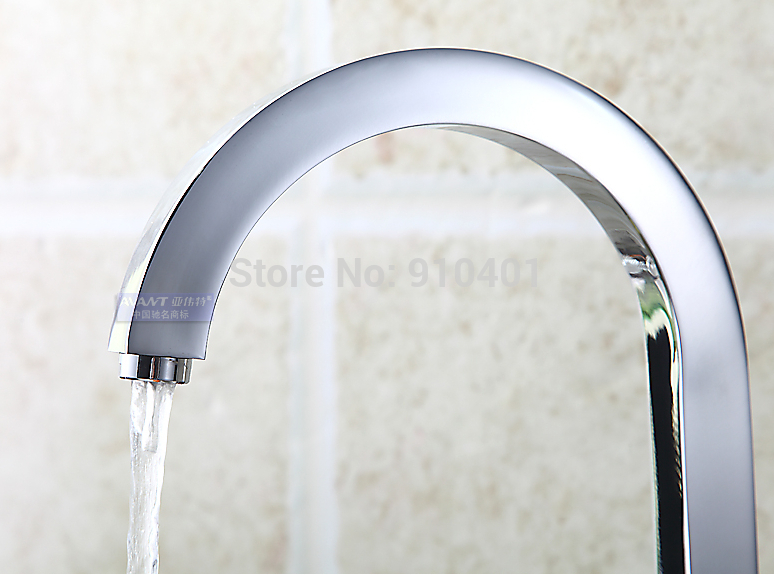 Wholesale And Retail Promotion NEW Deck Mounted Chrome Brass Kitchen Faucet Swivel Spout Vanity Sink Mixer Tap