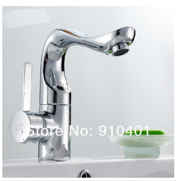 Wholesale And Retail Promotion NEW Luxury Chrome Brass Bathroom Basin Faucet Swivel Spout Vanity Sink Mixer Tap