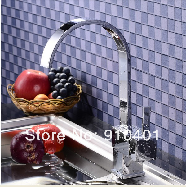 Wholesale And Retail Promotion NEW Luxury Chrome Brass Kitchen Faucet Single Handle Sink Mixer Tap Deck Mounted