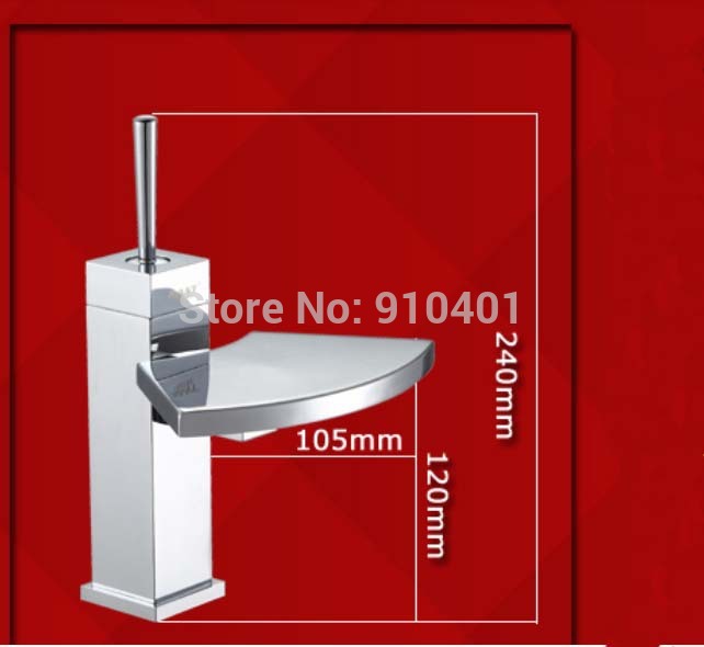 Wholesale And Retail Promotion NEW Luxury Waterfall Bathroom Basin Faucet Single Handle Vanity Sink Mixer Tap