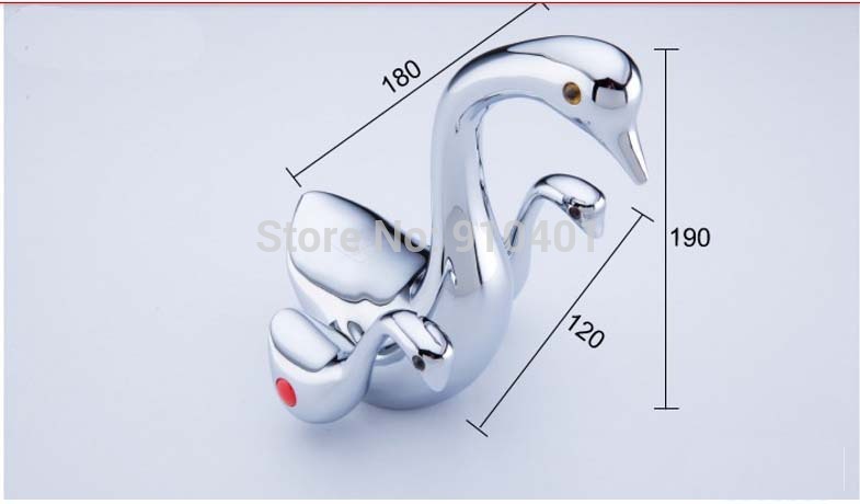 Wholesale And Retail Promotion  NEW Modern Bathroom Animal Duck Faucet Dual Handles Vanity Sink Mixer Tap Chrome