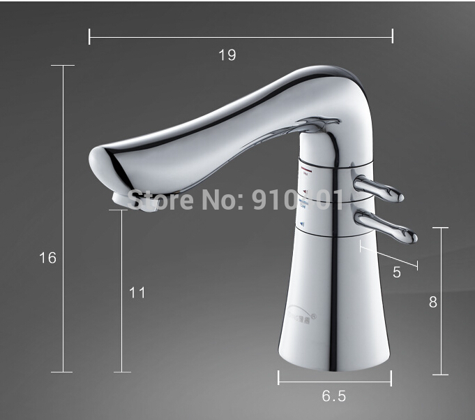 Wholesale And Retail Promotion NEW Modern Chrome Brass Bathroom Basin Faucet Dual Handles Vanity Sink Mixer Tap