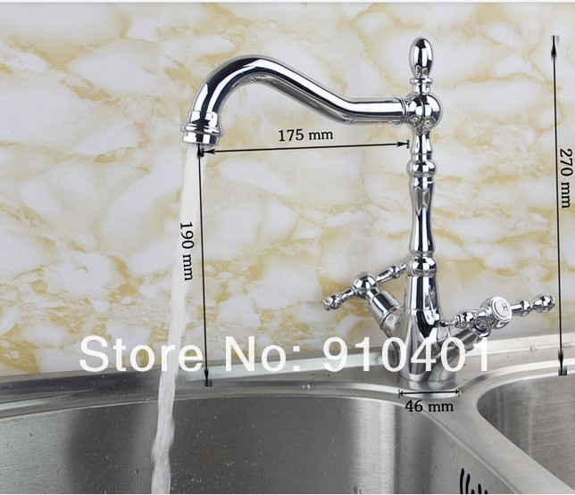 Wholesale And Retail Promotion NEW Modern Chrome Brass Kitchen Faucet Dual Handles Swivel Spout Sink Mixer Tap