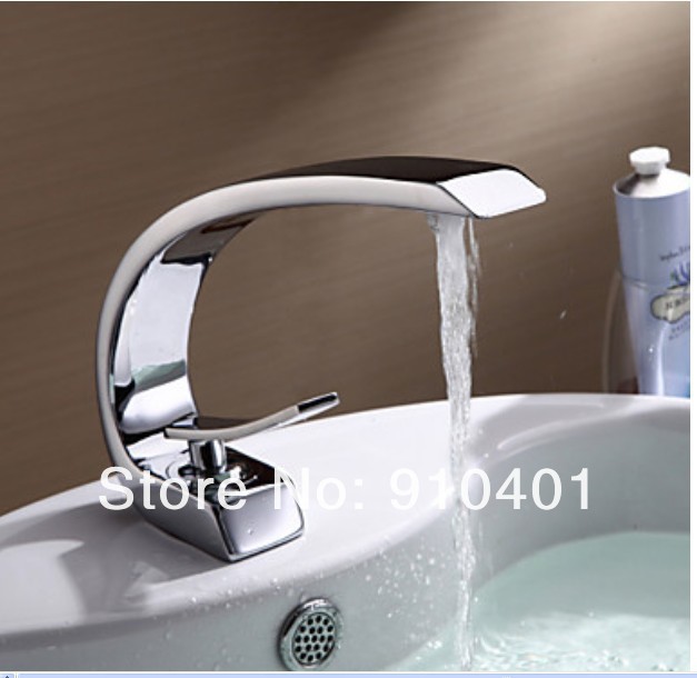 Wholesale And Retail Promotion NEW Polished Chrome Brass Bathroom Basin Faucet Single Lever Hole Sink Mixer Tap