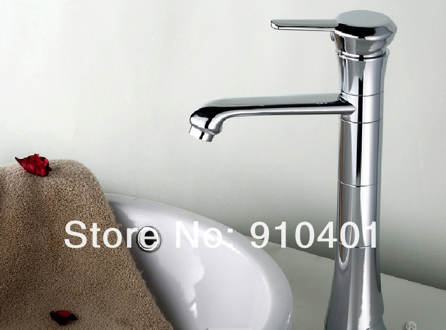 Wholesale And Retail Promotion NEW Polished Chrome Brass Bathroom Basin Faucet Tall Countertop Sink Mixer Tap