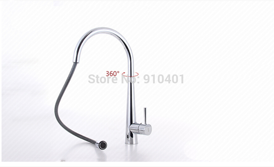 Wholesale And Retail Promotion NEW Polished Chrome Brass Pull Out Kitchen Faucet Single Handle Vessel Mixer Tap