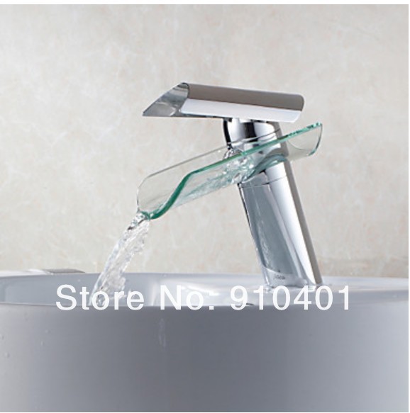 Wholesale And Retail Promotion NEW Polished Chrome Brass Waterfall Bathroom Basin Faucet Vanity Sink Mixer Tap