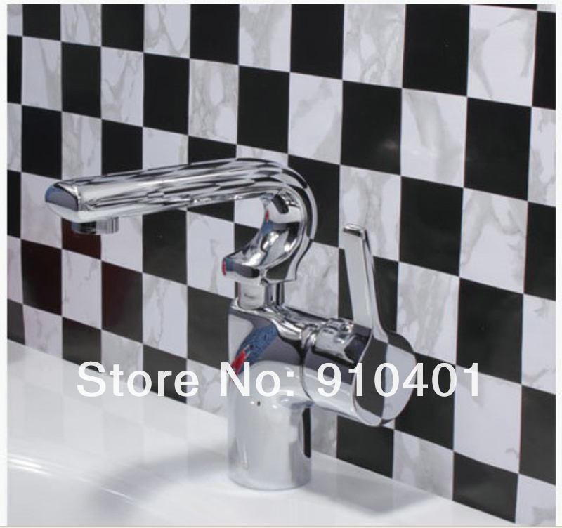 Wholesale And Retail Promotion NEW Polished Chrome Rotatable Spout Bathroom Basin Faucet Single Handle Mixer Tap