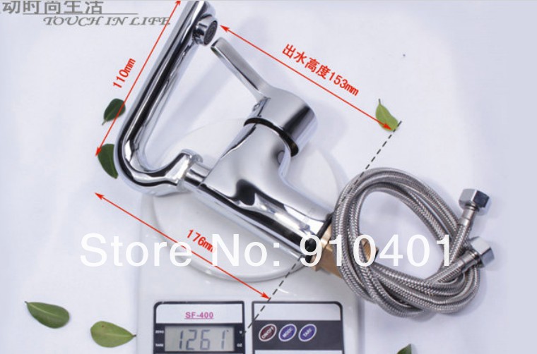 Wholesale And Retail Promotion NEW Polished Chrome Rotatable Spout Bathroom Basin Faucet Single Handle Mixer Tap