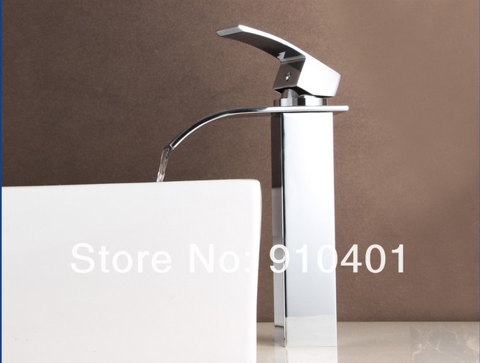 Wholesale And Retail Promotion NEW Waterfall Bathroom Basin Faucet Single Handle Sink Mixer Tap Chrome Finish
