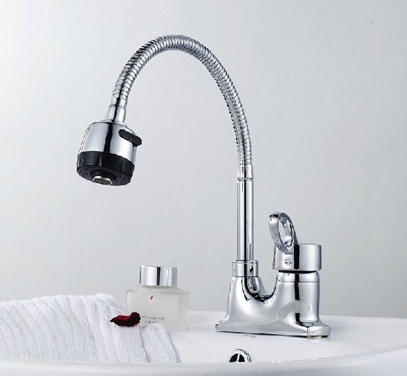 Wholesale And Retail Promotion New Brand Swivel Spout Basin Sink Faucet for 2/3 Holes Single Handle Mixer Tap