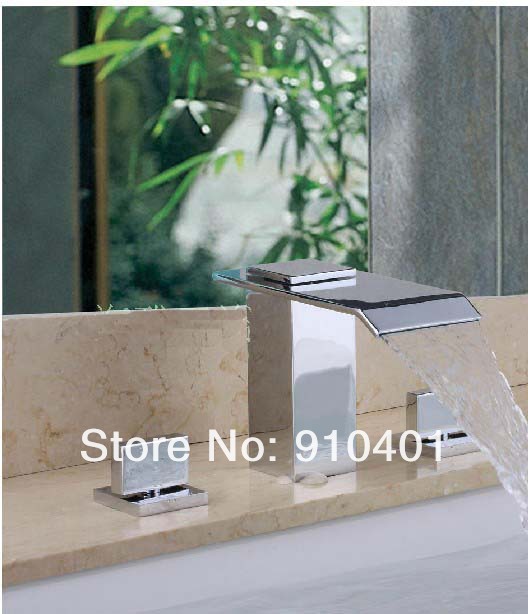 Wholesale And Retail Promotion  New Polished Chrome Brass Bathroom Basin Faucet Waterfall Mixer Tap Deck Mounted
