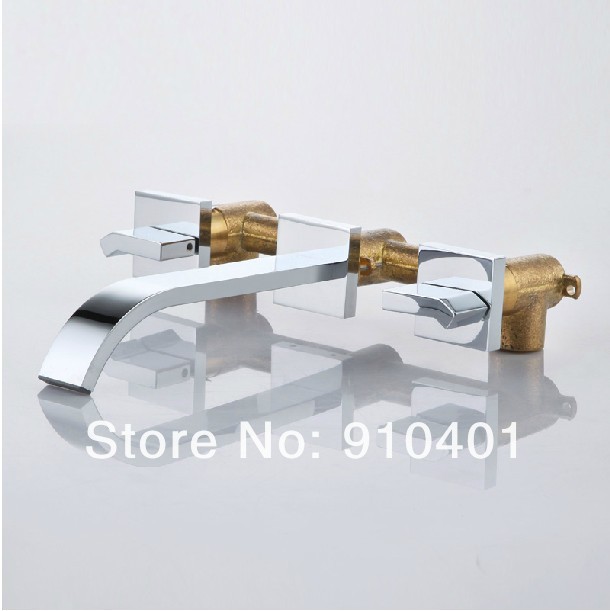 Wholesale And Retail Promotion Polish Chrome Brass Waterfall Bathroom Basin Faucet Wall Mounted Sink Mixer Tap