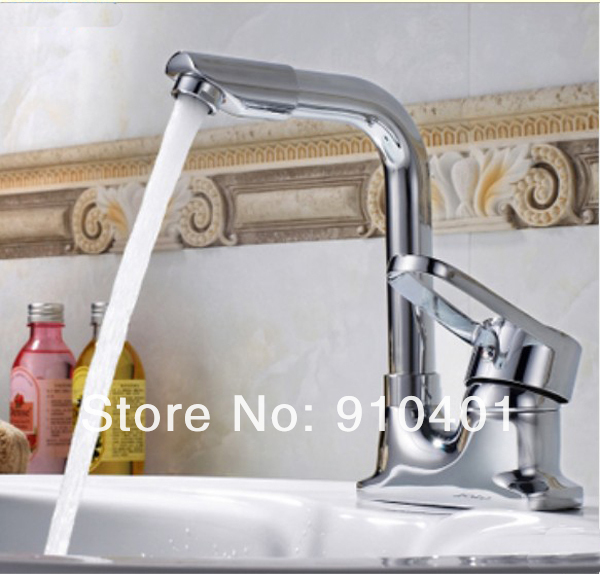 Wholesale And Retail Promotion Polished Chrome 4" Bathroom Sink Faucet Basin Sink Mixer Tap Swivel Spout 2 Hole
