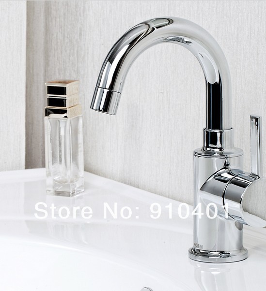 Wholesale And Retail Promotion Polished Chrome Brass Bathroom Basin Faucet Single Handle Deck Mounted Mixer Tap