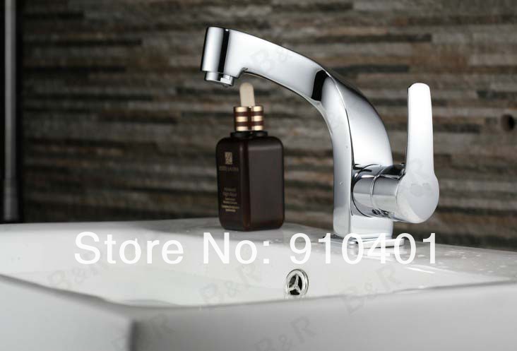 Wholesale And Retail Promotion Polished Chrome Brass Bathroom Deck Mounted Basin Faucet Single Handle Mixer Tap
