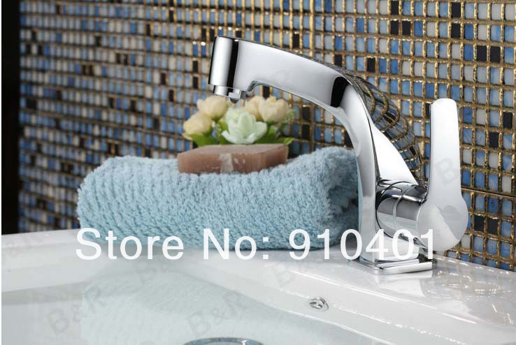 Wholesale And Retail Promotion Polished Chrome Brass Bathroom Deck Mounted Basin Faucet Single Handle Mixer Tap