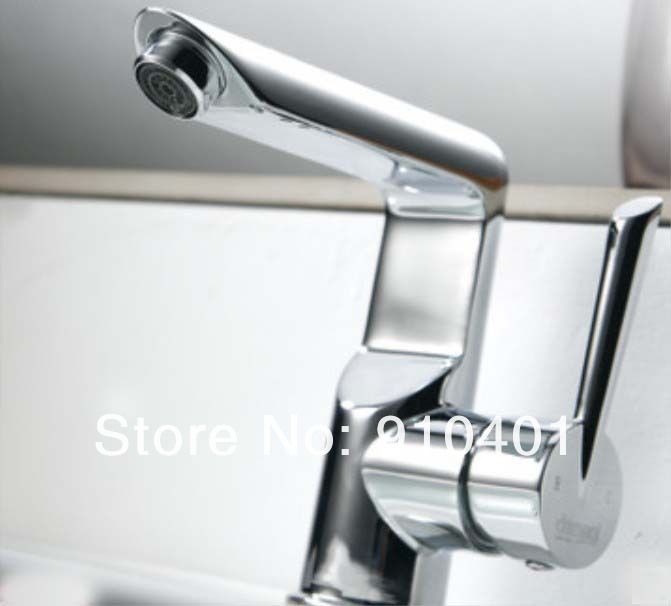 Wholesale And Retail Promotion  Polished Chrome Brass Deck Mounted Bathroom Basin Faucet Single Handle Sink Tap