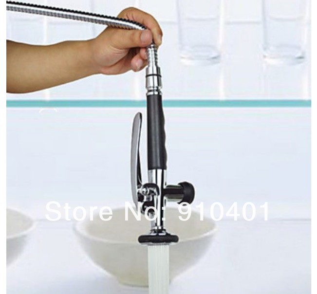 Wholesale And Retail Promotion Polished Chrome Brass Kitchen Faucet Dual Spouts Swivel Sparyer Sink Mixer Tap