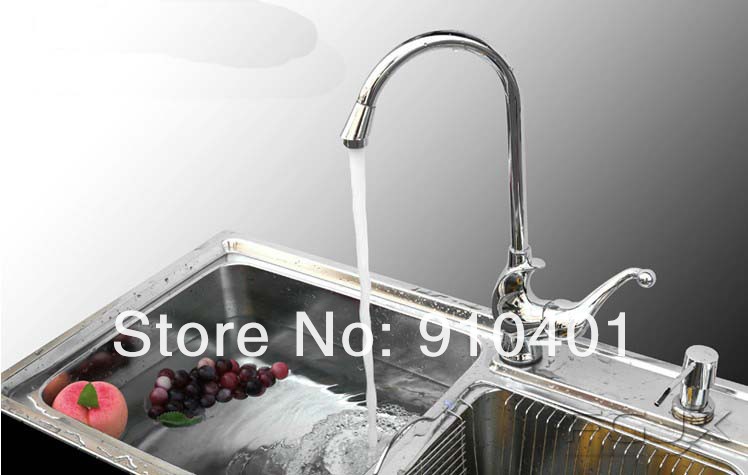 Wholesale And Retail Promotion Polished Chrome Brass Kitchen Faucet Swivel Spout Sink Mixer Tap Single Handle