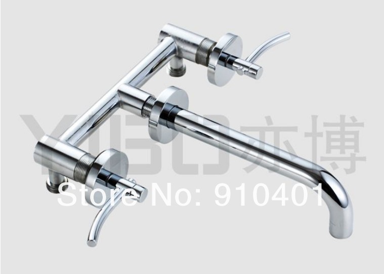 Wholesale And Retail Promotion Polished Chrome Brass Wall Mounted Bathroom Basin Faucet Dual Handles Mixer Tap
