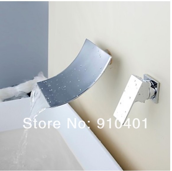 Wholesale And Retail Promotion Polished Chrome Brass Wall Mounted Waterfall Bathroom Basin Faucet Single Lever