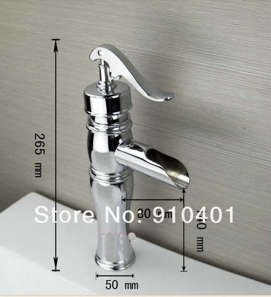 Wholesale And Retail Promotion Polished Chrome Brass Waterfall Bathroom Basin Faucet Single Handle Mixer Tap